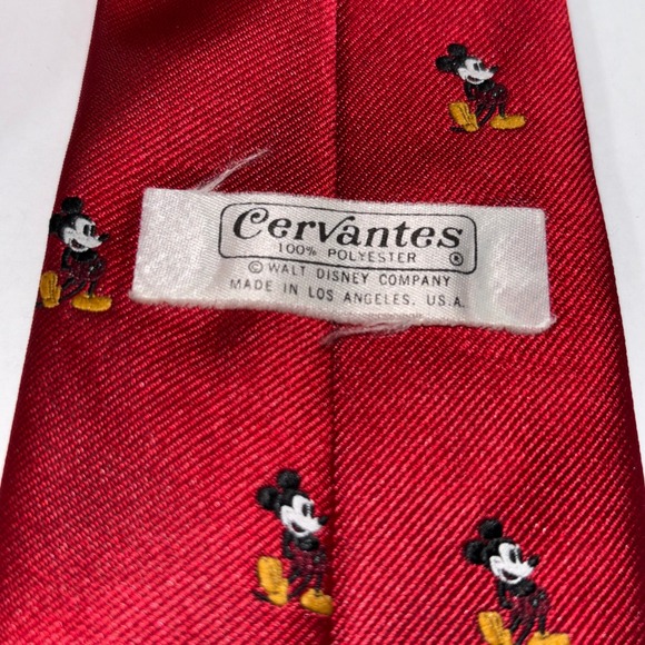 Cervantes Red Mickey Mouse All Over Print Polyester Men's Tie - Picture 2 of 2